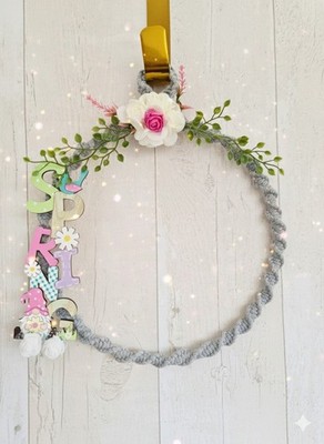 Handgefertigter Ostern Wichtel Kranz Frühling Wandbehang Blumen Wohndeko