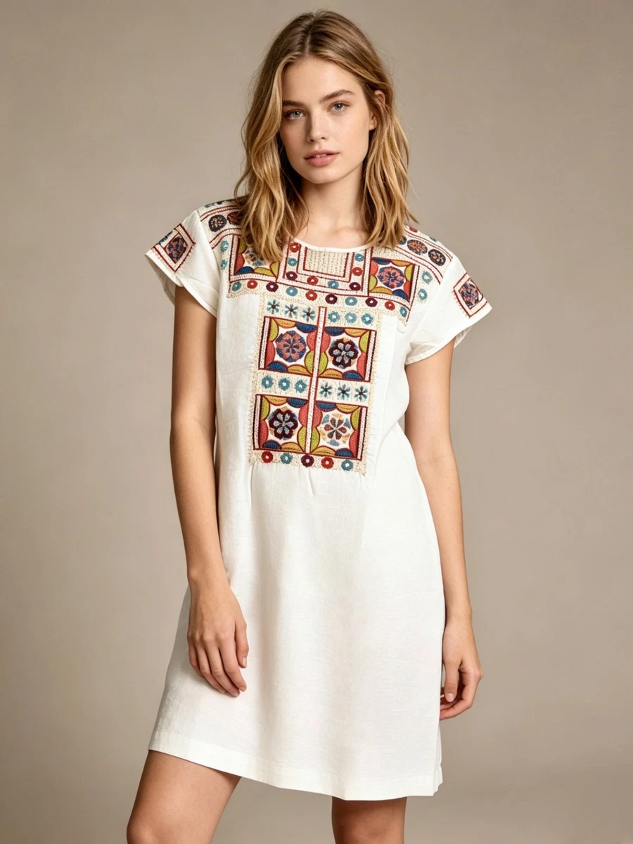 knee length dresses for ladies Linen Lily Embroidery Maxi Dress main image 0