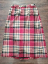 Pendleton Sz 4-6 Red/Black/Beige Plaid Skirt Lined 100 Wool Matching Scarf