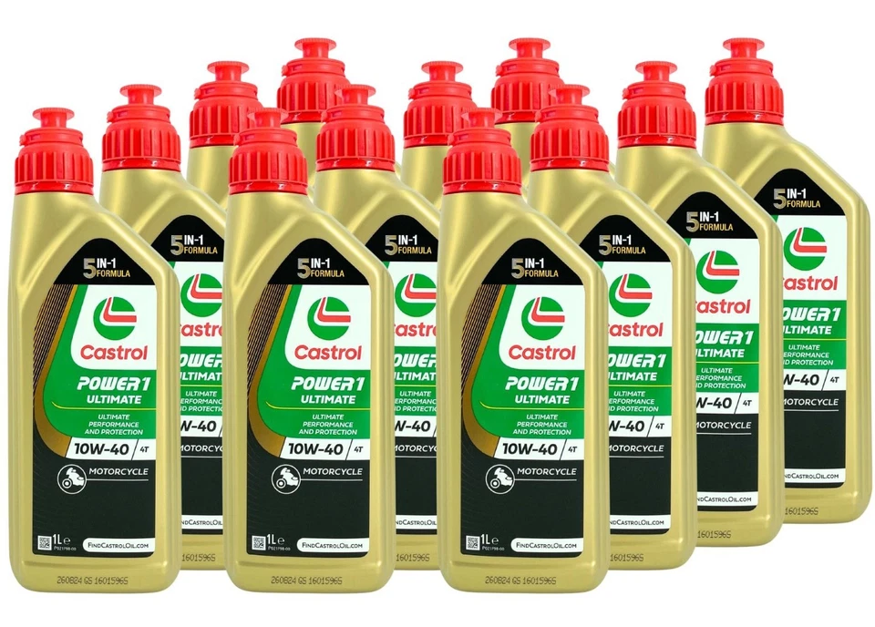 12x1 Liter Castrol Power 1 Ultimate 4T 10W-40 Motorradöl API SN JASO MA2 - Bild 1 von 1