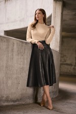 M&Co Women's Faux Leather Midi Skirt