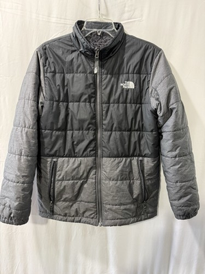 #ad The North Face Mens Small Puffer Jacket Black Gray Insulated Full Zip Winter $37.80