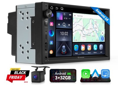 GPS Navigation 7'' IPS Android 14 Double DIN Car Stereo CarPlay Multimedia Player