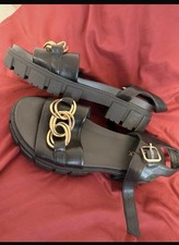 Damen Sandalen Schwarz mit Goldene Details Gr...