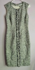 Carolina Herrera - Grey, Black & White Textured Sleeveless Dress Sz 8