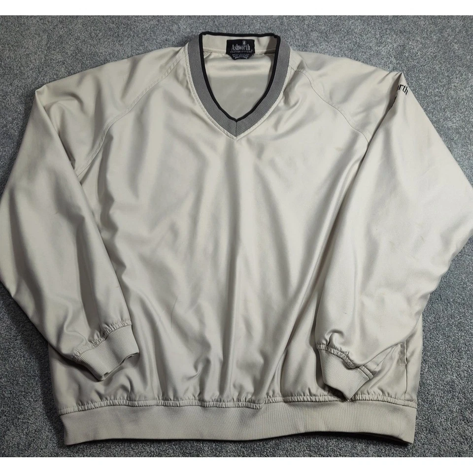 Chaqueta de golf Ashworth para hombre verde cuello en V pulóver L manga larga sistemas meteorológicos Foto 2 de 4