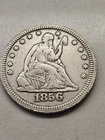 1856 Seated Liberty Quarter 25C, Very Fine VF - Extra Fine XF