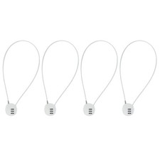 4 Pack 3 Digit Combination Lock 1.64Ft Wire Cable, Round Helmet Padlock Silver