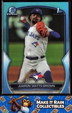 Juaron Watts-Brown 1st 2023 Bowman Draft Chrome Sky Blue Ref. #BDC-113 Blue Jays