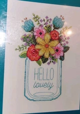 Zweigart Artiste Hello Lovely Stamped Cross Stitch Kit Mason Jar