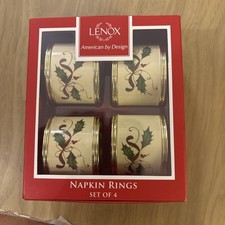Lenox Nouveau Christmas Holiday Napkin Rings -Holly Berries Set of 4 - IN BOX