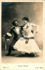 Cake Walk African-American Man Interracial Couple 1910 RPPC Postcard COPY