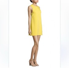 Alice & Olivia Cut Out Back Yellow Sleeveless Mini Shift Dress Small