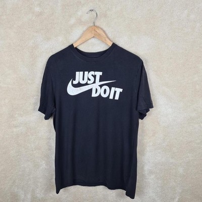 Nike Just Do It Spellout T-Shirt Herren Medium Schwarz Print Logo Z1246