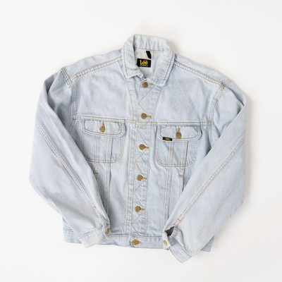Lee Riders Mens Vintage 90s Denim Jacket Light Blue Trucker Button Up Size S/M
