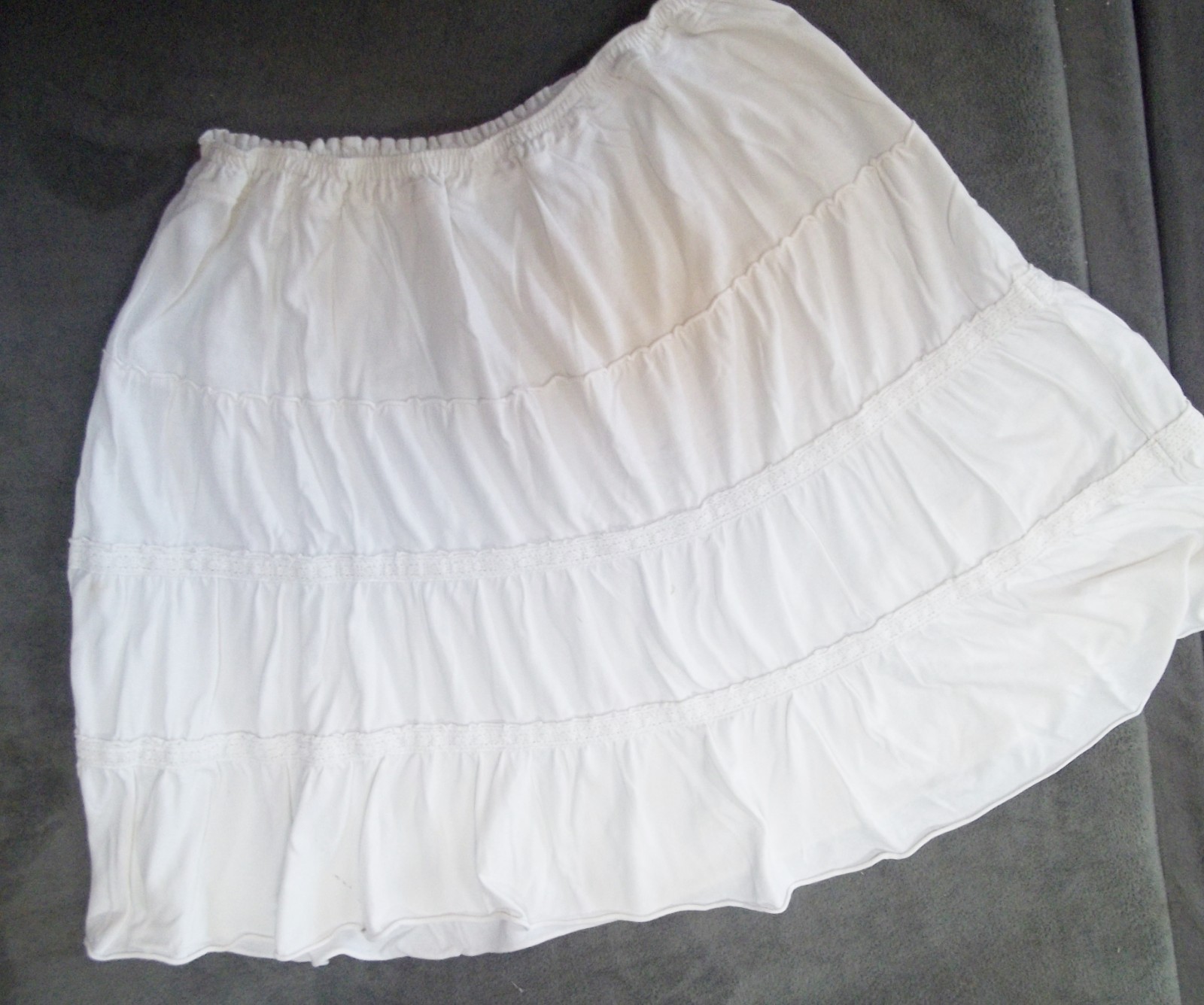 SKIRT WHITE Rockabilly Punk gothic elastic waist peasant 2XL plus cotton tiered-image