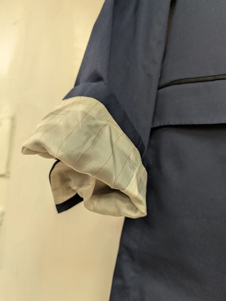 CAROLINA HERRERA Hombre Azul Marino Floral Lana Abrigo Deportivo Chaqueta Delgada 40 Foto 3 de 4