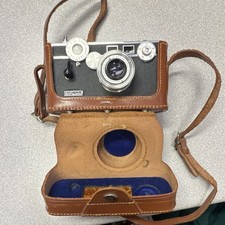 Argus C3 Black Vintage Rangefinder Camera with Brown Leather Case