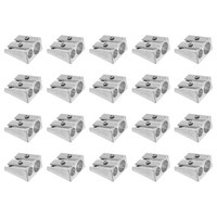 20Stk Doppelloch-Bleistiftspitzer, Manueller Aluminium-Bleistiftspitzer, Silber
