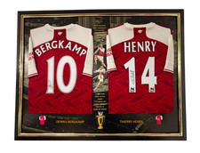 Framed DENNIS BERGKAMP and THIERRY HENRY Signed Shirts Autographed Jerseys