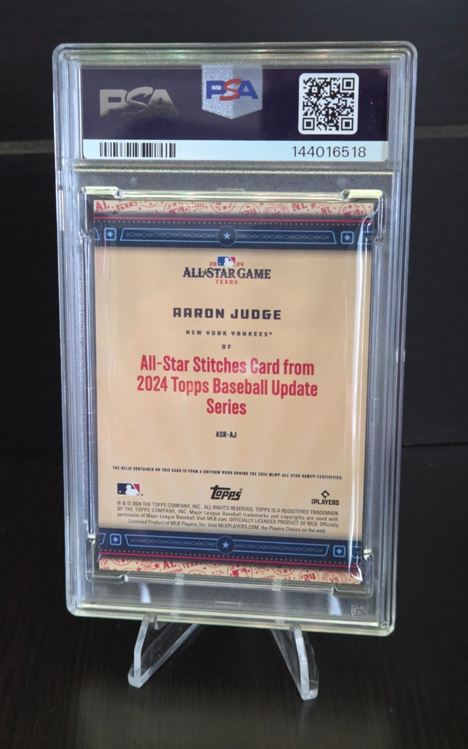 PSA 10 Aaron Judge All-Star Stitches Relic 2024 Topps Game Worn Patch! view 2