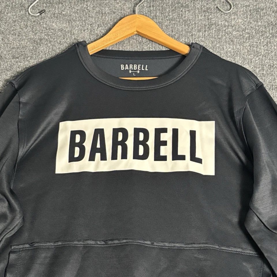 杠铃服装连帽衫男式 L 黑色性能运动运动衫健身房拼色 — 第 3/4 张图片