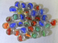  20944m Vintage Group or Lot of 30 Peltier Glass Banana Cat's Eye Marbles