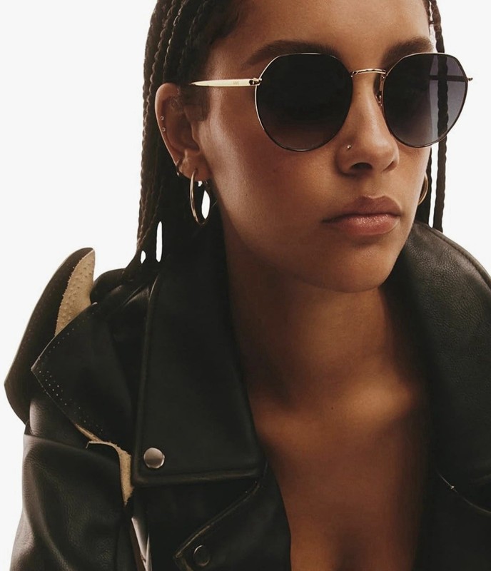Quay Rooftop Round Sunglasses In Black Gold Frame/Smoke Lenses Women's New