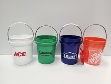 Menards, Home Depot, Ace, Lowes, Mini Bucket, Minature Paint Pail, 4in 4 Pack