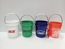 Menards, Home Depot, Ace, Lowes, Mini Bucket, Minature Paint Pail, 4in 4 Pack