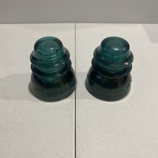 X2 Aqua (Blue/Green) Hemingray 42 Electrical Glass Insulator - Made in USA