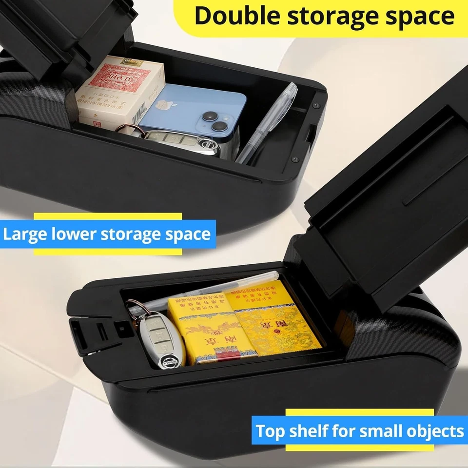 Armrest Box for Scion XD 2008-2016 Console Double Layer Storage with USB Ports - Image 4 of 4