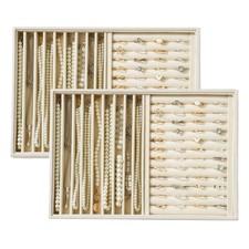 Large Velvet Jewelry Tray 2 Pack Stackable Jewelry Display Drawer Inserts Tra...