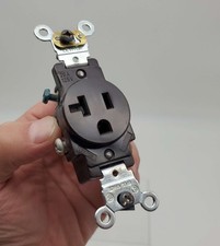 Leviton 5351 Single Receptacle Outlet 20A 125V 2 Pole 3 Wire Brown Industrial