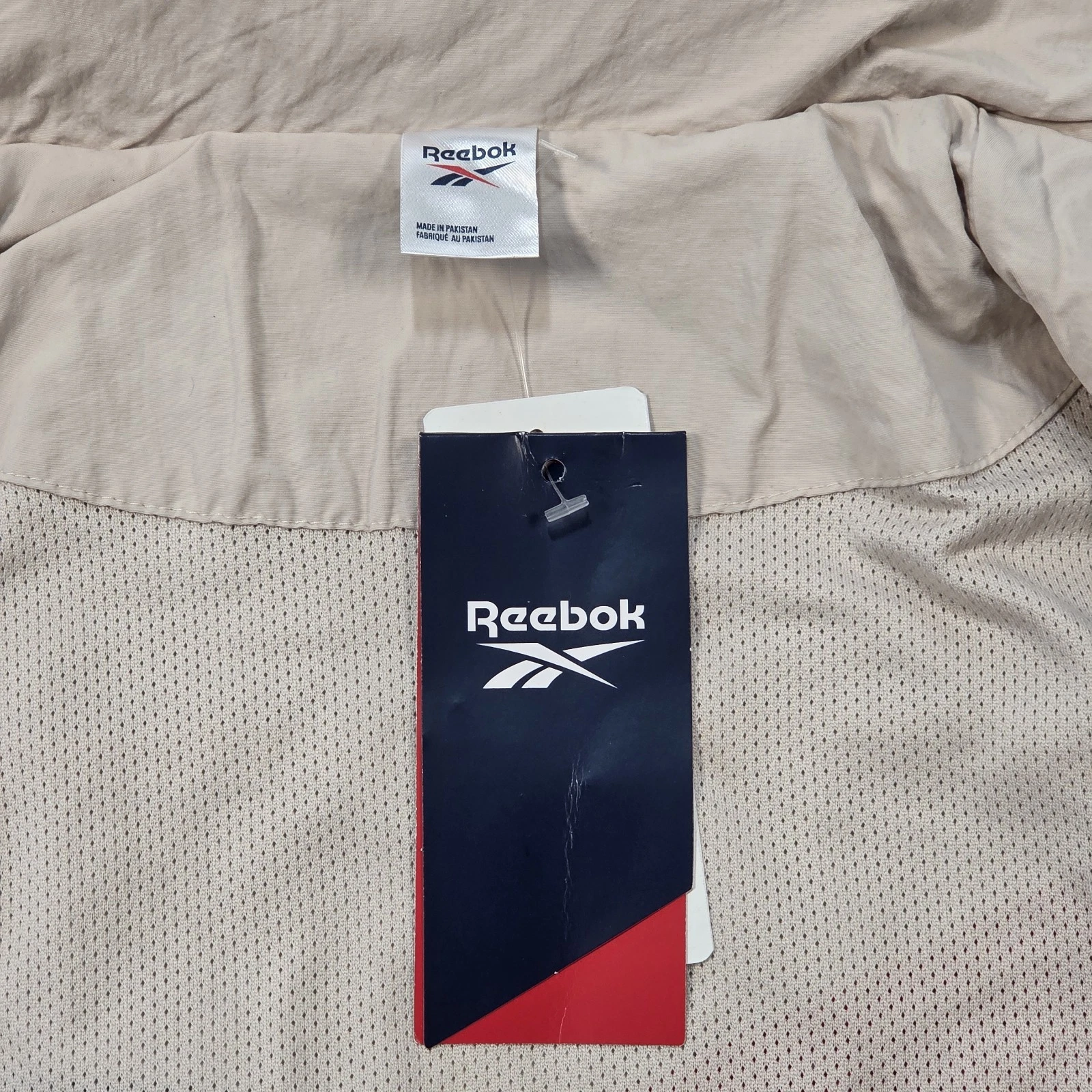 NWT Reebok Vector Tracktop Mens Medium 'Stucco' Beige Tan Track Jacket Knit Logo - product detail image 20