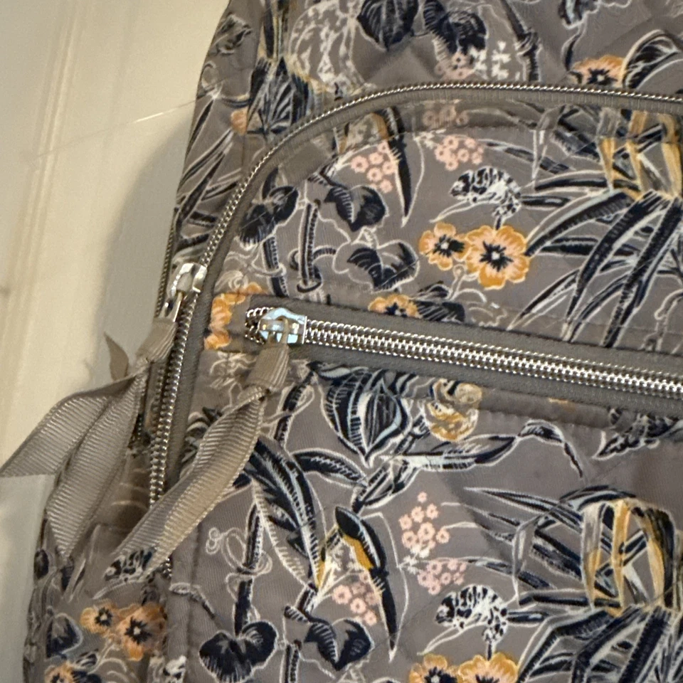 Vera Bradley Quilted Campus Laptop Backpack Gray, Yellow, White, And Blue - Image 3 of 4