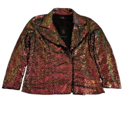 NWT Lucky & Blessed Small Sequin Asymmetrical Zip Jacket