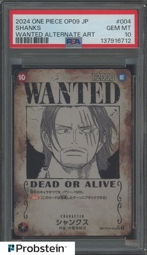 2025 One Piece OP09 Japanese Wanted Alternate Art #004 Shanks PSA 10 GEM MINT