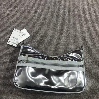 Le SportSac Crossbody Bag Womens Small Silver Specchio PVC Nylon