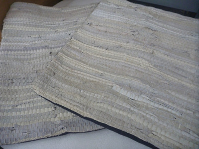 Leder Flicken Kissen weiß Bezug Shared Earth Baumwolle Sofa Schlafzimmer Zimmer 40 x 40 cm