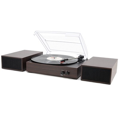 LP&No.1 Wireless Turntable with Stereo Bookshelf Speakers, 3 Speed Vintage Be...