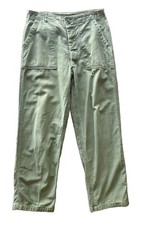 Vintage 1966 OG-107 Baker Pants US Army Cotton Sateen Trousers 34x33 Button Fly