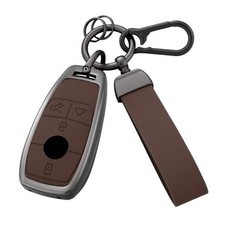 Key Fob Cover with Heavy-duty Keychain for Benz A-Class C-Class G-Class E Brown