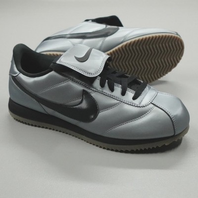 Nike Cortez SE Leather Shoes Metallic Cool Grey Black Men's Size 9 HQ3490-099