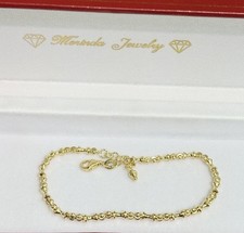 18k Solid Yellow Gold Shiny Beaded Italy Bracelet. 4.42 Grams. 6.5 To 7