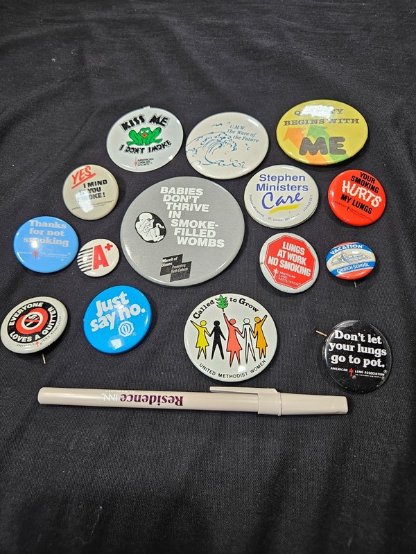 Vintage Anti-Smoking & Awareness Pinback Button Lot Just Say No American Lung As