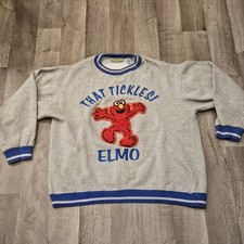 VINTAGE 90's That Tickles Elmo Sesame Street Ringer Crew Sweatshirt Womens Large