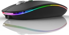 Uiosmuph LED Wireless Mouse, G12 Slim Rechargeable Silent Mouse, 2.4G Portable U