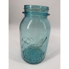 Vintage Blue Ball Perfect Mason Jar Aqua Glass Quart Canning Bottom Mark 3