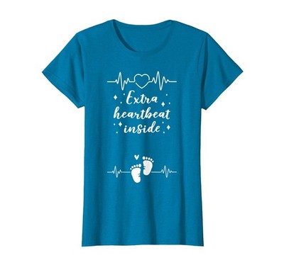 Extra Heartbeat Inside, Expectant Mother, Pregnant Mom T-Shirt, Women, Sapphi...